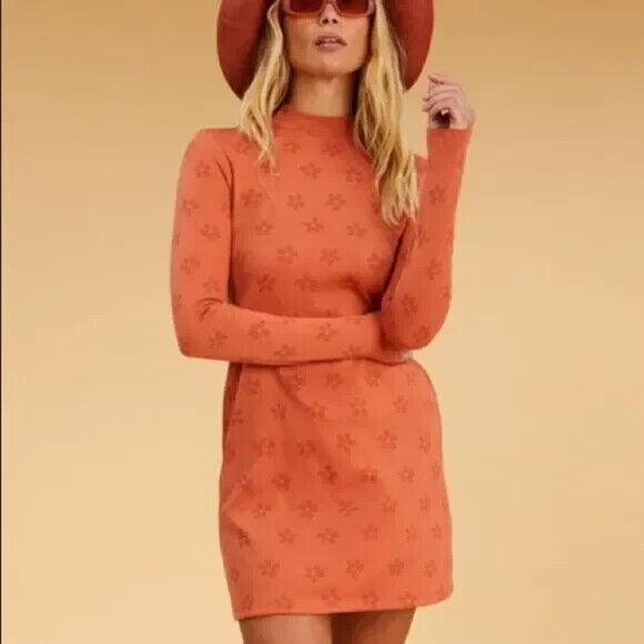 NWT Billabong x The Salty Blonde Size S Coconut Flowers Printed Mock Neck Dress - Picture 1 of 10